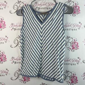 Pierre Cardin femme stripes striped Blue and White Women's Top Vneck luxe